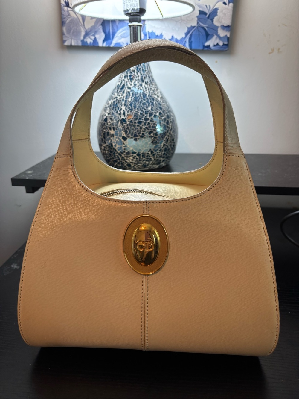 Rare Archival Vintage Christian Dior Grained Leather CD Logo Box Bag